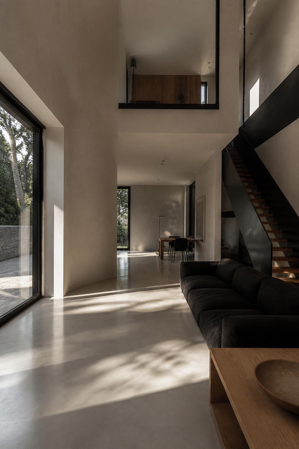 Interno architettonico contemporaneo con luce naturale